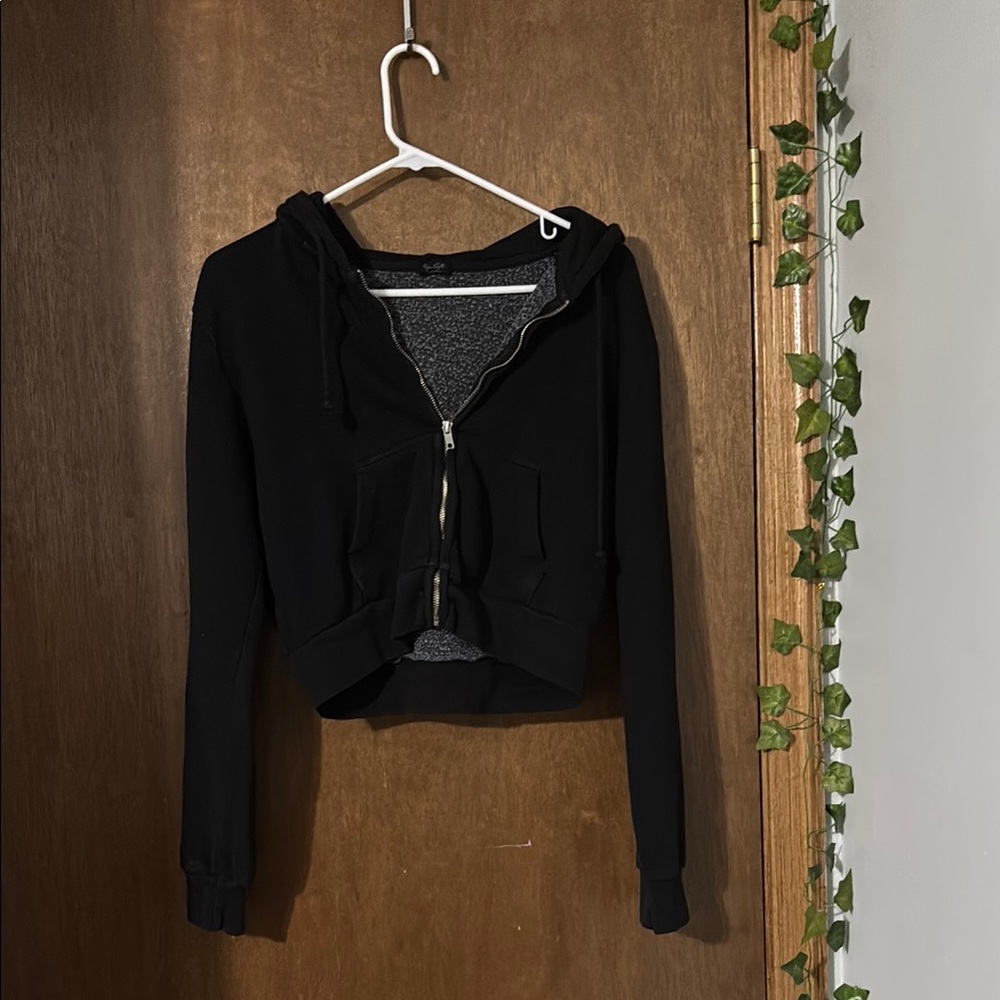 Brandy Melville Black Zip-Up Hoodie